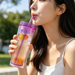 Nouvelle tasse à eau froide 500 ml transparente à parois droites, vente en gros en stock, tasse à eau froide au citron pour le bureau - Product Image 5