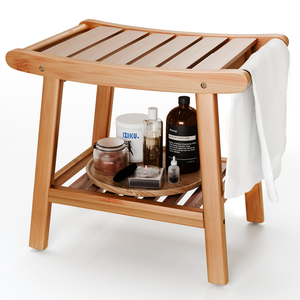Eco-Friendly High Quality Bamboo Wooden Spa Stool Bathroom Shower <b>Seat</b> Bench - Product Image 1