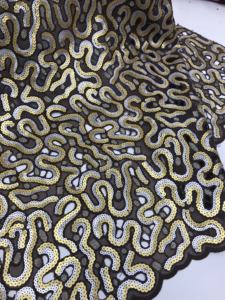 Tissu Organza Traditionnel Africain en Gros, Tissu ASO EBI pour Mariage et Fête, Tissu à Paillettes Coupées à la Main - Product Image 4