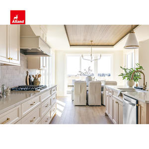 Alland Portes de rangement en bois Shaker Island Quartz Blanc Armoires Designs complets Meubles de cuisine Armoires pour appartement - Product Image 4