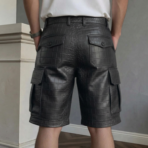 Pantalones Cortos de Cuero de Alta Calidad para Hombre, Logotipo Personalizado OEM ODM, Pantalones Cortos de Cuero Premium con Bolsillos Laterales, Pantalones Cortos de Secado Rápido Casuales - Product Image 5