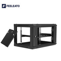 Rak Server Dinding 19 Inch 6U 9U 12U dan Kabinet Jaringan Lantai 42U dengan Pintu Kaca untuk Peralatan IT Pusat Data