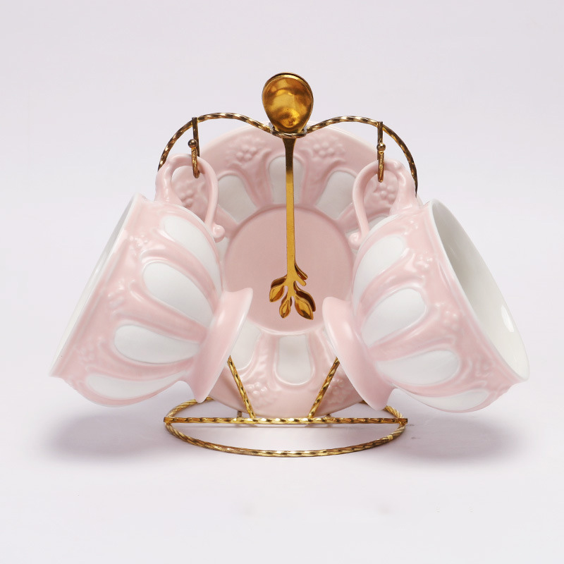 Double tasse et soucoupe (rose)