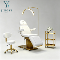 Lit de beauté électrique sur mesure pour salon, réglable, pour soins du visage et spa, fauteuil inclinable en acier inoxydable doré, 3 moteurs