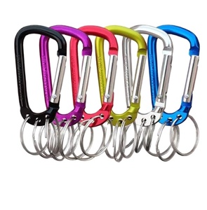 Porte-clés multifonction avec mousqueton, coloris assortis, boucle à ressort avec 3 anneaux porte-clés pour mousquetons d'extérieur - Product Image 1