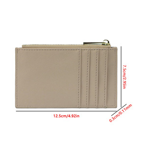 Portafogli piatti da donna con Logo personalizzato a grana incrociata in <span class=keywords><strong>pelle</strong></span> da donna portafogli e borselli da donna con carta d'identità con Zip - Product Image 4