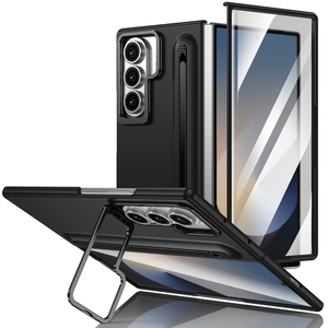 Funda Protectora Negra para Samsung <span class=keywords><strong>Galaxy</strong></span> Z Fold 8 <span class=keywords><strong>7</strong></span> 5, Carcasa Rígida de PC a Prueba de Golpes, Marco de Aluminio con Soporte - Product Image 1