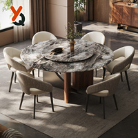 Italienischer Luxus-Esstisch aus Sinterstein mit Drehplatte, Moderner Marmortisch für Zuhause, Villa und Hotel, Premium-Möbel
