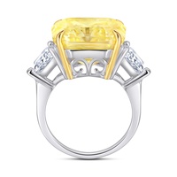 Bague tendance en argent 925 plaqué rhodium pour femme, avec zircon carré jaune et pierres précieuses colorées, idéale pour anniversaire, mariage ou soirée