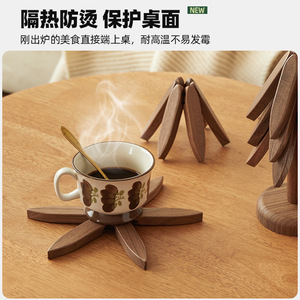 Sous-verre en bois massif, tapis isolant thermique, ornement de bureau pour tasse à thé, design en bois naturel - Product Image 4