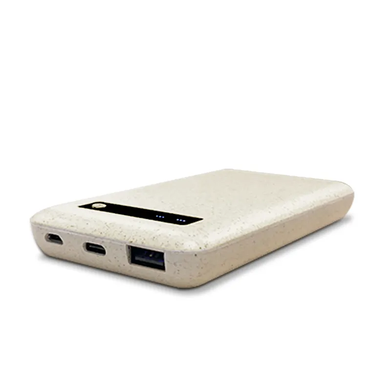 biodegradable power bank eas carry hot selling 8000mAh Wheat straw mobile power supply with led display