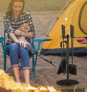 Gran oferta, Kit de accesorios para chimenea, 4 Uds., soporte de Metal para <span class=keywords><strong>leña</strong></span>, soporte para <span class=keywords><strong>estufa</strong></span> de madera, soporte para troncos, juego de herramientas para chimenea - Product Image 4