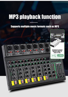 Console de mixage audio 6 canaux BHA FT6 avec égaliseur 7 bandes, fonction 48V, DSP numérique intégré 256 effets pour diffusion en direct et églises