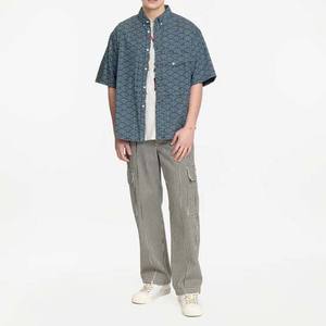 100% algodón Y2K Hip Hop invierno Casual Chill estilo pantalones vaqueros de pierna ancha con cinturón de tiro medio lavado bolsillos utilitarios laterales todo sobre rayas - Product Image 4