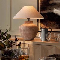 Lampe de table en céramique de style chinois moderne, rétro, pour chambre à coucher, salon, bureau, hôtel, chambre d'hôtes, chambre modèle, lampe de chevet décorative