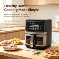 Friteuse à air multifonctionnelle sans huile pour la maison, capacité de 12 L, fenêtre d'observation visuelle avant, 12 modes de cuisson, écran tactile