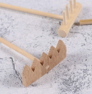 OEM 4pcs Mini Zen Outils de Jardin Bambou Râteaux Sable Lissage Push Râteau Dessin Stylet <span class=keywords><strong>Miniature</strong></span> Décoration - Product Image 5