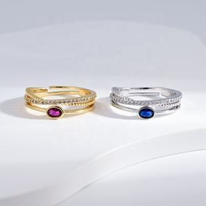 OEM plata 925 sterling silver adjustable cheap woman fashion <b>ring</b> wholesale wedding 18k gold clover <b>dainty</b> zircon finger <b>rings</b> - Product Image 4