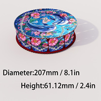 Boîte de rangement décorative en bois pour kit de peinture diamant, ronde et couverte, avec compartiments