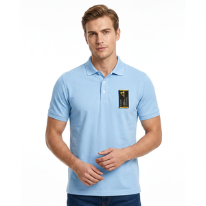Polo de Manga Corta a Rayas Azul Marino para Hombre, Tejido de Algodón, Casual, Transpirable, con Logotipo Frontal, Corte Regular - Product Image 3