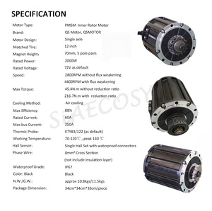 ชุดควบคุมมอเตอร์ขับเคลื่อนกลาง 72V 70กม./ชม. QS 120 2000W สภาพใหม่ พร้อมเฟือง/สายพาน/อะแดปเตอร์เฟือง Fardriver Nd72360 - Product Image 3