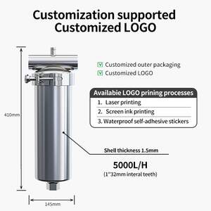 ตัวกรองน้ำสแตนเลส 304 แบบ 1 ขั้นตอน พร้อมไส้กรองคาร์บอนกัมมันต์และ PP ขนาด 10x4.5 นิ้ว ทำความสะอาดง่าย - Product Image 3