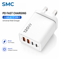 Chargeur mural USB 4 ports, 2 USB-A, 2 USB-C, adaptateur de charge multi-ports, prise EU, UK, US, fabricant OEM
