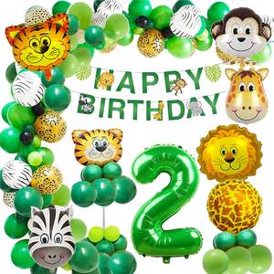 Décorations de 1er <span class=keywords><strong>anniversaire</strong></span> pour garçons, décorations de fête à thème <span class=keywords><strong>Jungle</strong></span> avec bannière joyeux <span class=keywords><strong>anniversaire</strong></span>, Kit de guirlande de ballons <span class=keywords><strong>Jungle</strong></span> Safari - Product Image 3
