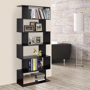 Estantería de madera asimétrica <span class=keywords><strong>para</strong></span> <span class=keywords><strong>libros</strong></span>, estantería negra <span class=keywords><strong>para</strong></span> biblioteca - Product Image 3