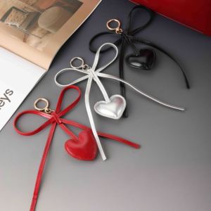 Porte-clés personnalisé en métal et cuir PU avec breloques cœur, étoile, champignon, piment, fleur, pendentif et pompon en corde, breloques de sac pour femmes - Product Image 2