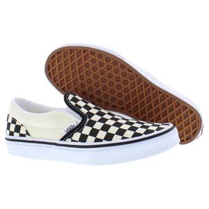 Scarpe Classiche Slip-on per Ragazze GS, Nero e Bianco a Scacchi, in Tela, Comode e Alla Moda per Tutte le Stagioni - Product Image 4