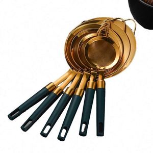 High Quality 18/8 Stainless Steel Gold Filter Strainers Flour Sifter Strainer Baking Sieve Tea Strainer Filter Mesh Spoon - Product Image 2