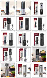 Utensilios y utensilios de cocina, juego de especias eléctrico recargable por gravedad, molinillo de sal y <span class=keywords><strong>pimienta</strong></span> con luz LED - Product Image 6