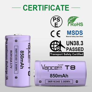 Vapcell 16340 T8 850mah baterai li-ion 3A baterai isi ulang kinerja biaya tinggi untuk Senter - Product Image 5