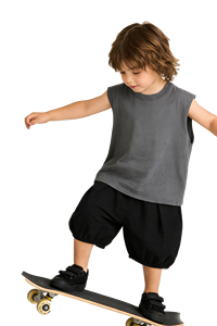 Canotta Senza Maniche Nera e Beige per Bambini e Ragazzi - Magliette Casual da Muscolo per Bambini - Product Image 2