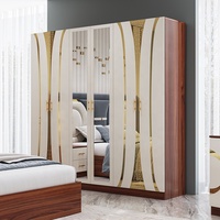 Ensemble de meubles de chambre à coucher turcs modernes de luxe, lit king size avec cadre en bois, armoire et coiffeuse pour maison et appartement