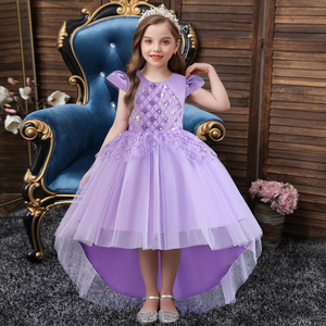 Vestido de Princesa para Niñas, Azul, Cuello Redondo, Tul, Sin Mangas, para Fiestas y Actuaciones, Modelo 8023 - Product Image 3