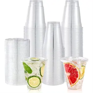 Groothandel Premium Plastic Wegwerp Smoothie Afhaalbare Plastic Huisdier Koude Drinkbeker 12Oz 16Oz 32Oz Custom