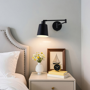 Nouvelle lampe murale LED nordique minimaliste en fer, rotative à 360 degrés et à intensité variable, pour chambre à coucher, style célébrité internet - Product Image 4