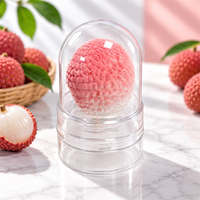 Transparante PET plastic verpakkingsschaal voor 3D fruit-ijs met op maat bedrukte papieren hoes en diverse designs