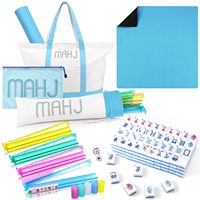 Ensemble complet de Mahjong américain avec 4 poussoirs de tuiles colorés, tapis de jeu, dés, jetons et sac de transport MAHJ