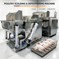 Machine automatique d'échaudage et de plumage de volailles pour abattoir, capacité 1000 BPH, pour ligne d'abattage