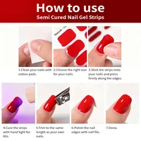 16 autocollants pour ongles UV semi-durcis pré-dessinés, longue durée, couleur unie, enveloppes pour ongles, séchage rapide, lampe LED, gel pour ongles