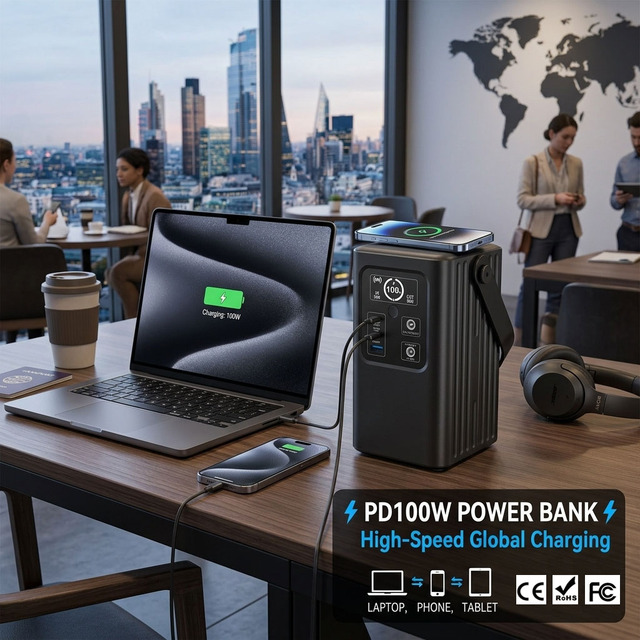 Factory Direct 100W PD 65W 60000mAh Power Bank Solar Portable Power Station DC 12-28V Fast Charging for Laptop Drone Wireless