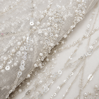 Tissu en dentelle extensible soluble dans l'eau avec strass, broderie de mariée, paillettes, tulle, maille pour robes de mariée et robes de soirée