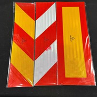 Pegatinas Reflectantes Amarillas y Rojas para Camiones con Marca E, Chevron ECE 104R, Autoadhesivas, Impresión por Serigrafía, Película Reflectante para Vehículos