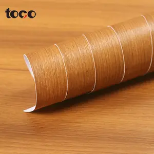 toco地板贴纸乙烯基木材光泽乙烯基贴纸卷热转印膜，用于铝木效果