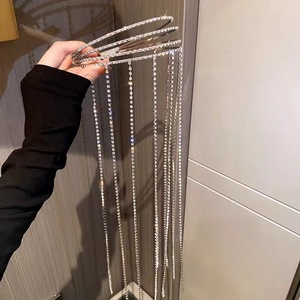 Jepit rambut rantai berlian imitasi, aksesori rambut mewah, jepit rambut rumbai - Product Image 4