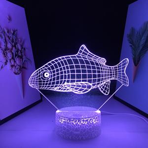 Fisch-Nachtlichter Tierfiguren Papierschnitte 3D LED-Lampe Acrylplatte Raumdekoration Dropshipping Fabrik Großhandel - Product Image 1