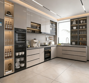 Cuisine haut de gamme sur mesure en bois massif avec îlot intégré, réfrigérateur à vin, four, artisanat de qualité supérieure - Product Image 4